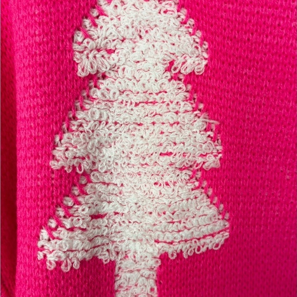 Festive Holiday Hot Pink Sweater with White Trees - Picture 5 of 7